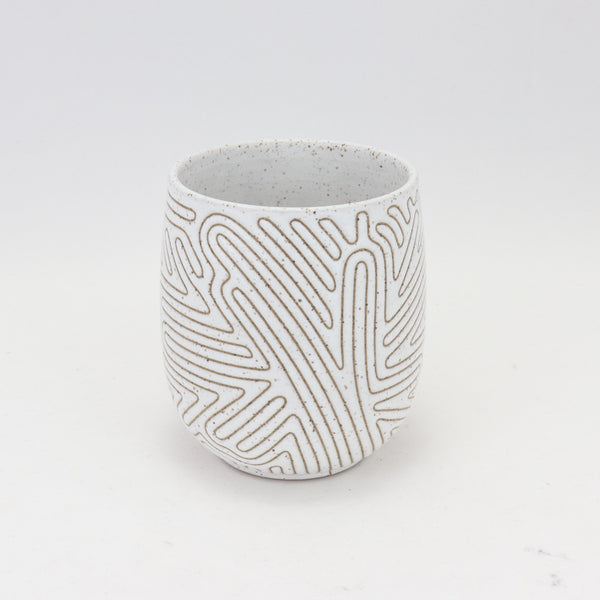 Cup - 13 oz / 385 ml, Taped Design on Speckled Clay 4 in / 10 cm Tall