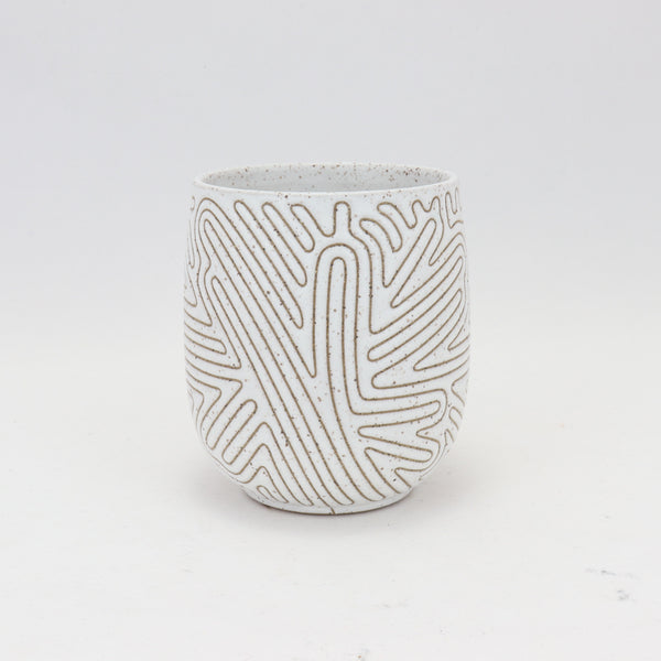 Cup - 13 oz / 385 ml, Taped Design on Speckled Clay 4 in / 10 cm Tall
