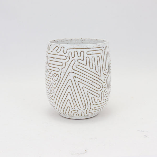 Cup - 13 oz / 385 ml, Taped Design on Speckled Clay 4 in / 10 cm Tall