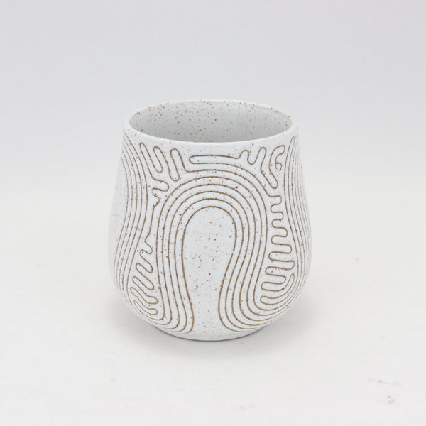 Cup - 13 oz / 385 ml, Taped Design on Speckled Clay 4 in / 10 cm Tall