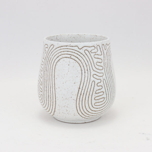 Cup - 13 oz / 385 ml, Taped Design on Speckled Clay 4 in / 10 cm Tall