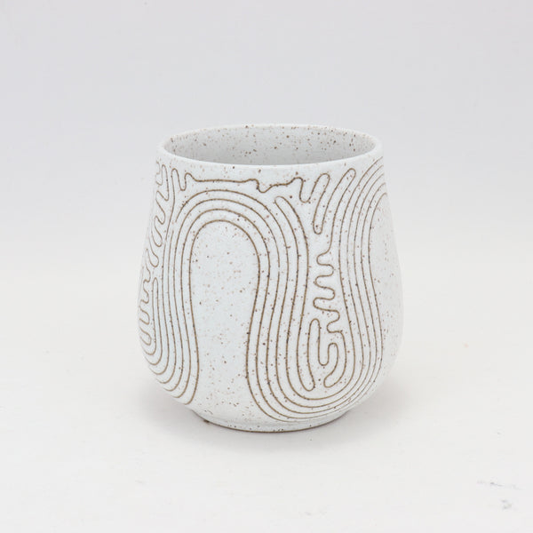 Cup - 13 oz / 385 ml, Taped Design on Speckled Clay 4 in / 10 cm Tall