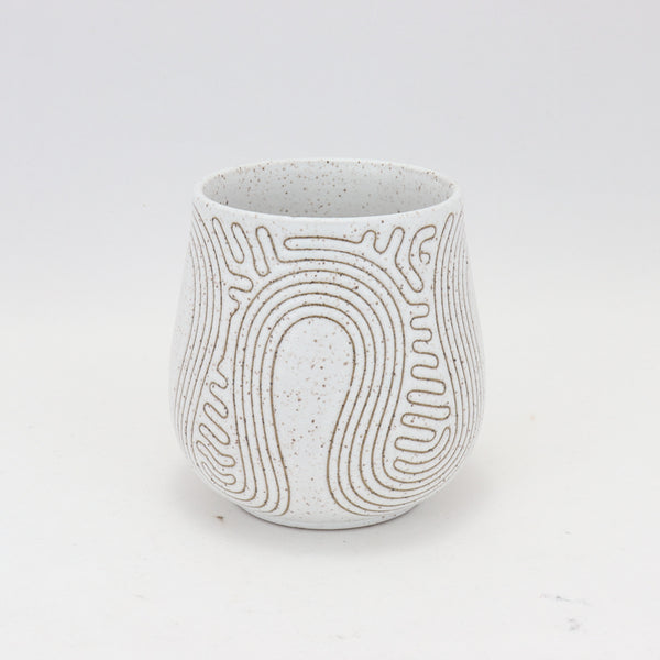 Cup - 13 oz / 385 ml, Taped Design on Speckled Clay 4 in / 10 cm Tall
