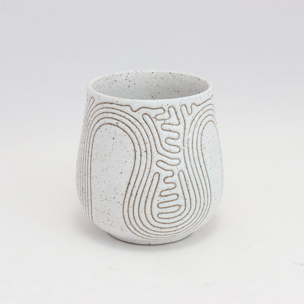 Cup - 13 oz / 385 ml, Taped Design on Speckled Clay 4 in / 10 cm Tall