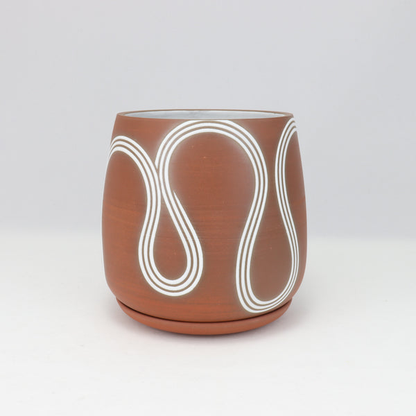 Wavy Planter on Red Clay, 5.75 in / 14.5 cm Tall