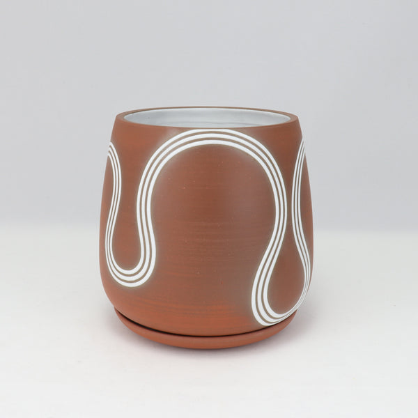 Wavy Planter on Red Clay, 5.75 in / 14.5 cm Tall
