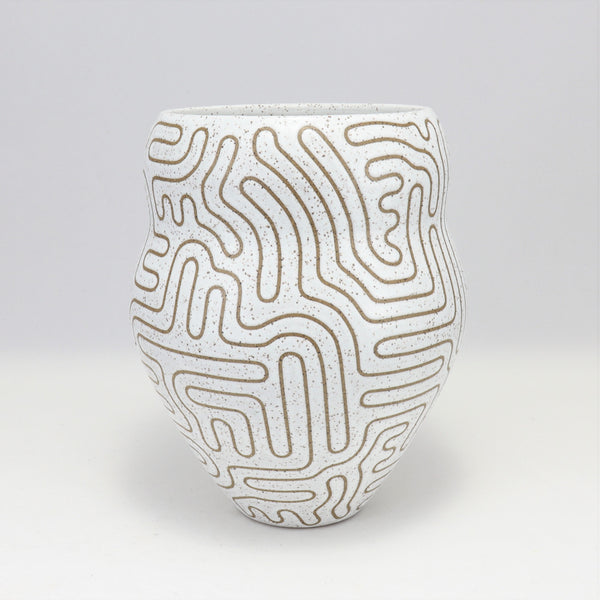 White Speckled Vase 7.5 in / 19 cm Tall (V2)