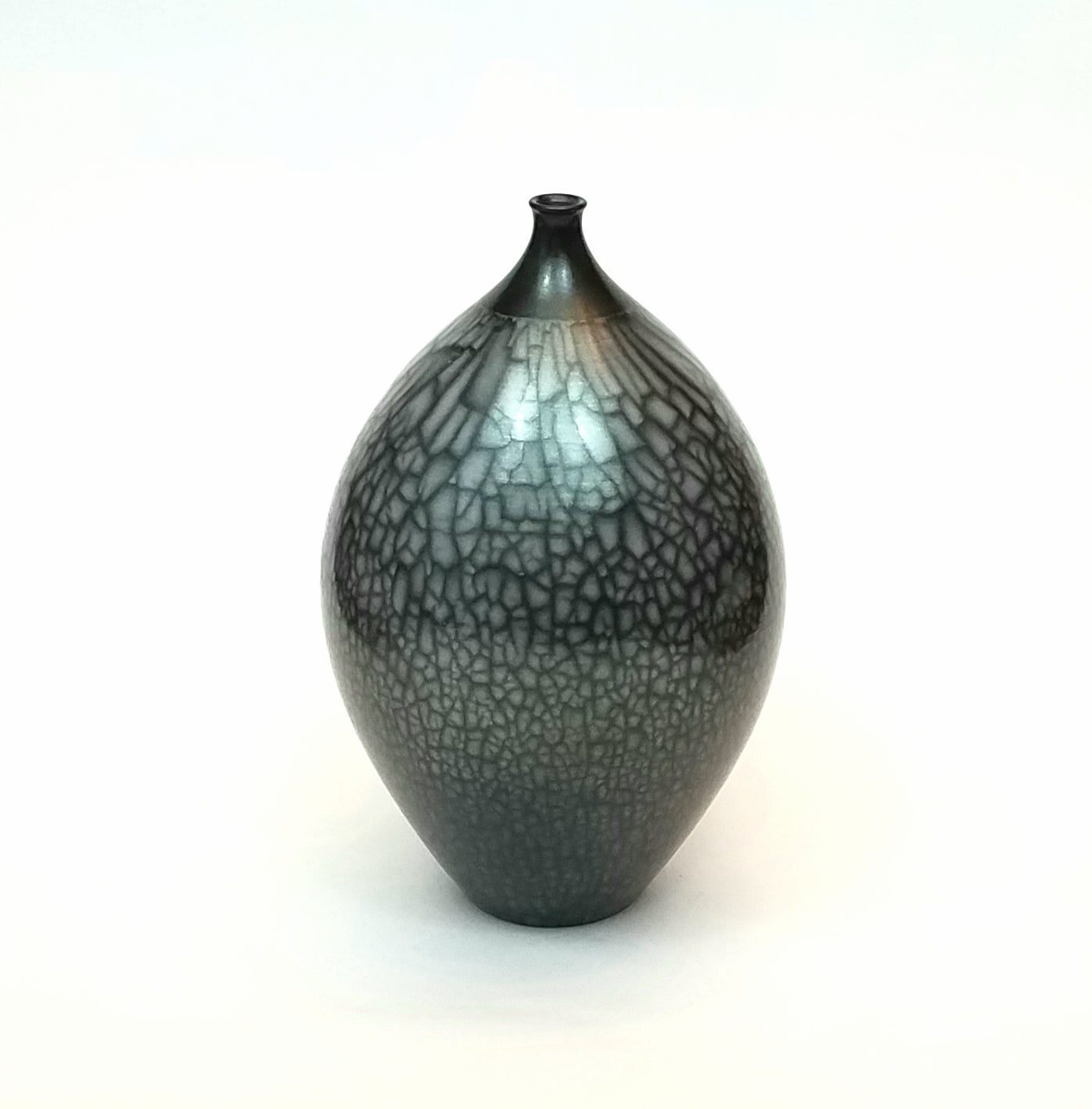 Naked Raku Vase with Green Mica