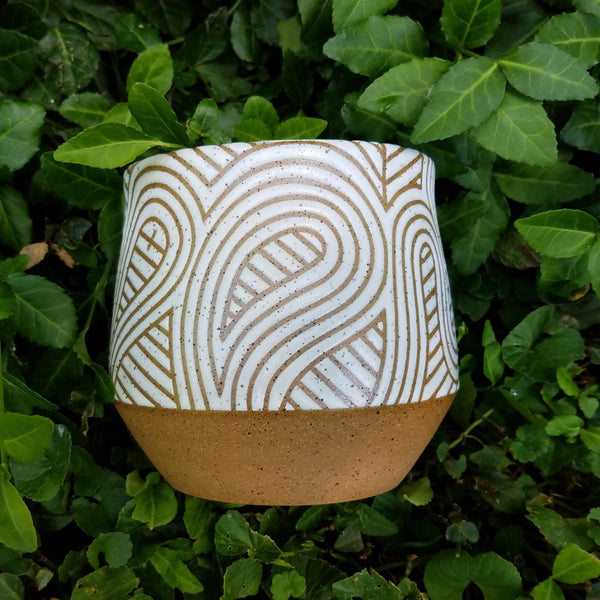 Small Planter - White on Speckled Clay