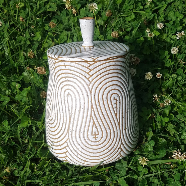 Jar with White Glaze on Speckled Clay (7.5 in / 19 cm tall)