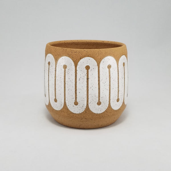 Small Planter, White on Speckled Clay