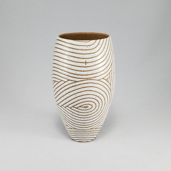 Vase, White Glaze on Speckled Clay (8 in / 20 cm tall)