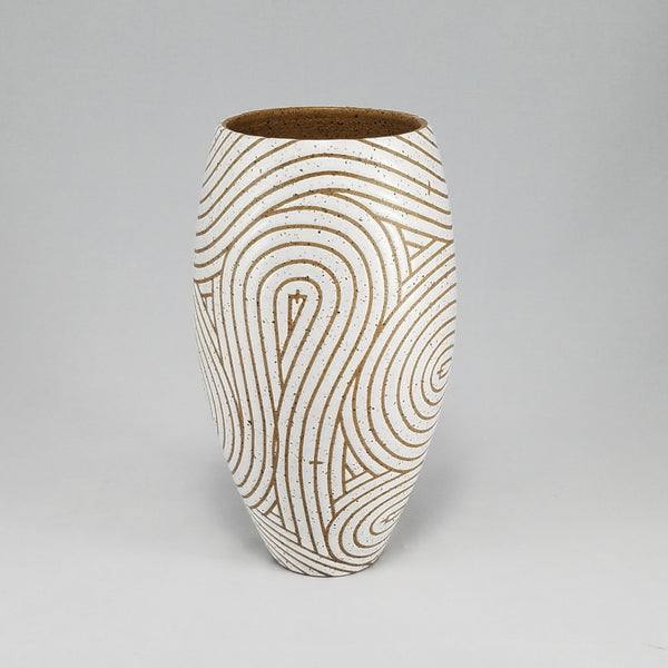 Vase, White Glaze on Speckled Clay (8 in / 20 cm tall)