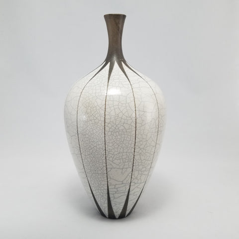Raku Vase with White Crackle
