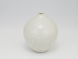 Small Raku Vase with White Crackle (6 in / 15 cm tall)