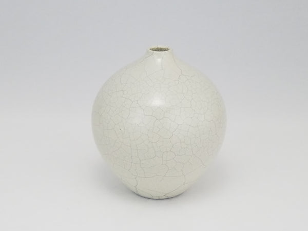 Small Raku Vase with White Crackle (6 in / 15 cm tall)