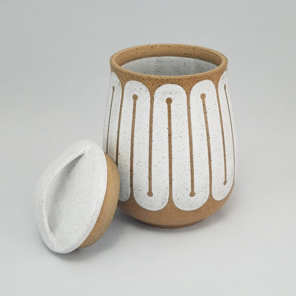 Jar with White Glaze on Speckled Clay (8 in / 20 cm tall)