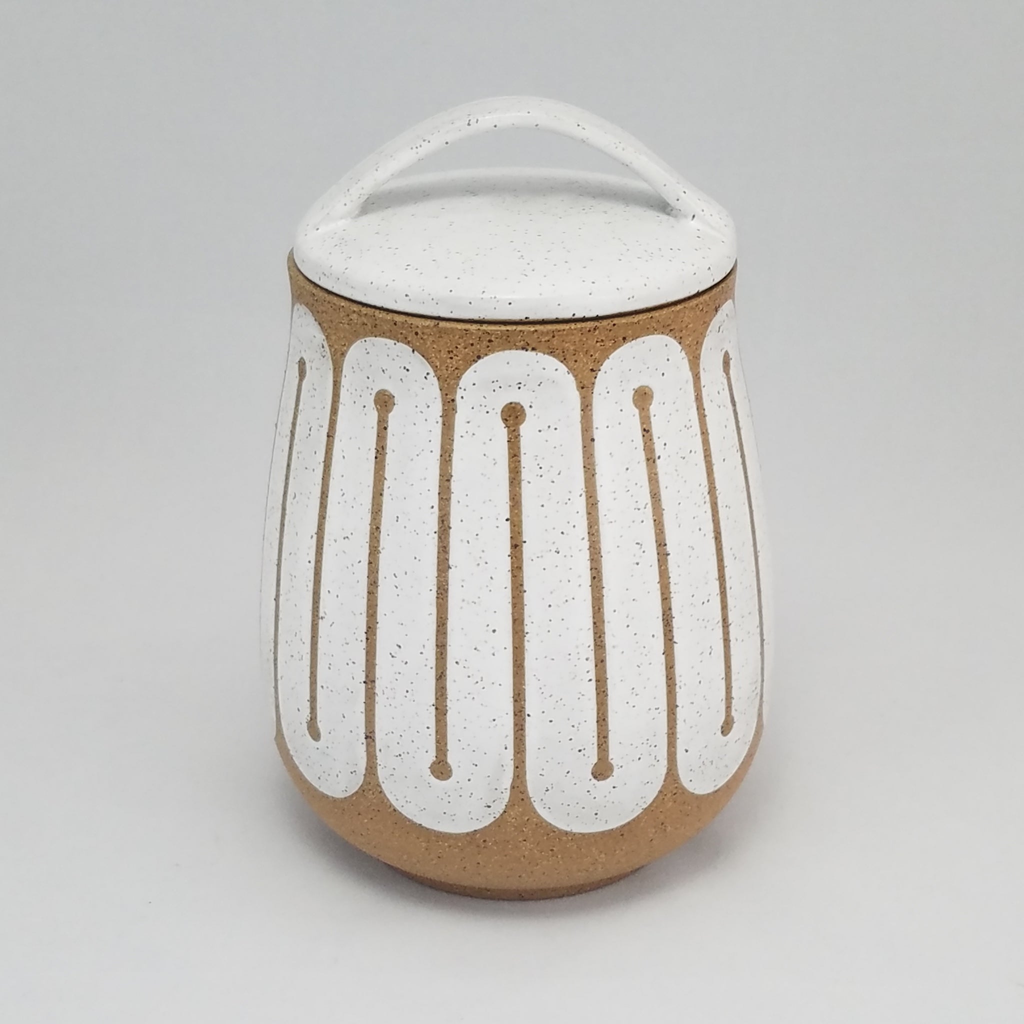 Jar with White Glaze on Speckled Clay (8 in / 20 cm tall)
