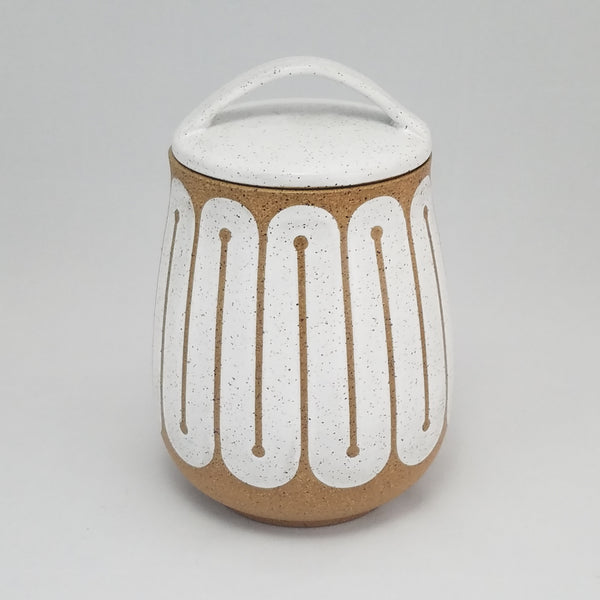 Jar with White Glaze on Speckled Clay (8 in / 20 cm tall)