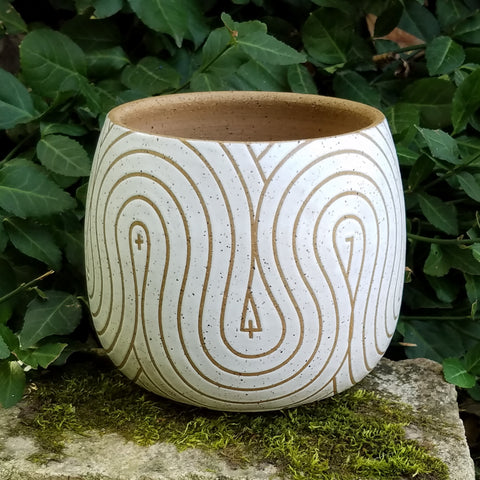Planter - Insane White on Speckled Clay (5 in / 13 cm tall)
