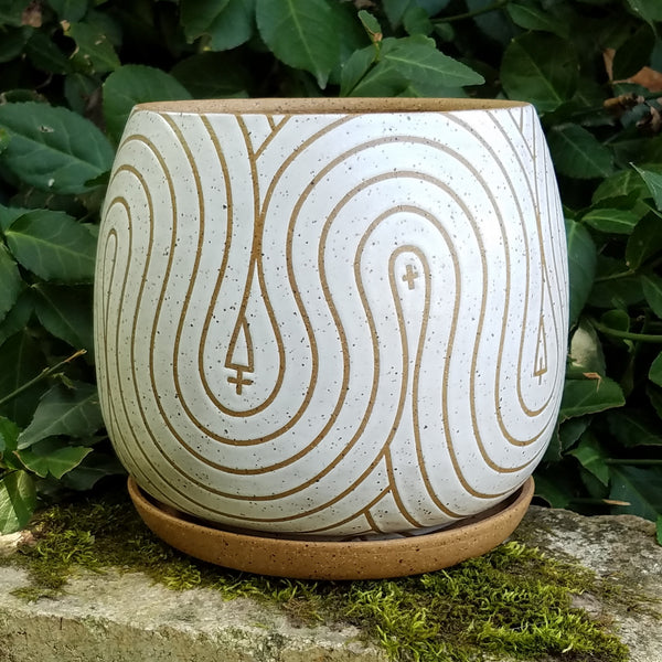Planter - Insane White on Speckled Clay (5 in / 13 cm tall)
