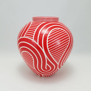 Red on White Porcelain Vase  (8 in / 20 cm tall)