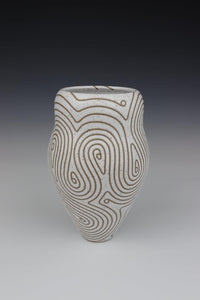 Vase, Speckled Clay with White Glaze 8.25 in / 21 cm Tall