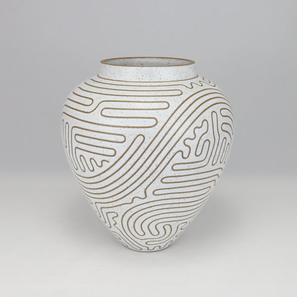 White Speckled Vase, 8.5 in / 21.5 cm Tall