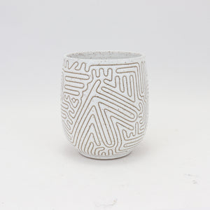 Cup - 13 oz / 385 ml, Taped Design on Speckled Clay 4 in / 10 cm Tall