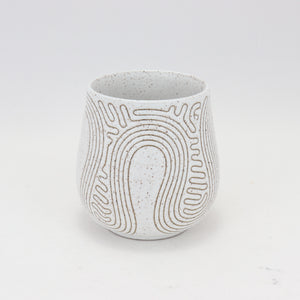Cup - 13 oz / 385 ml, Taped Design on Speckled Clay 4 in / 10 cm Tall