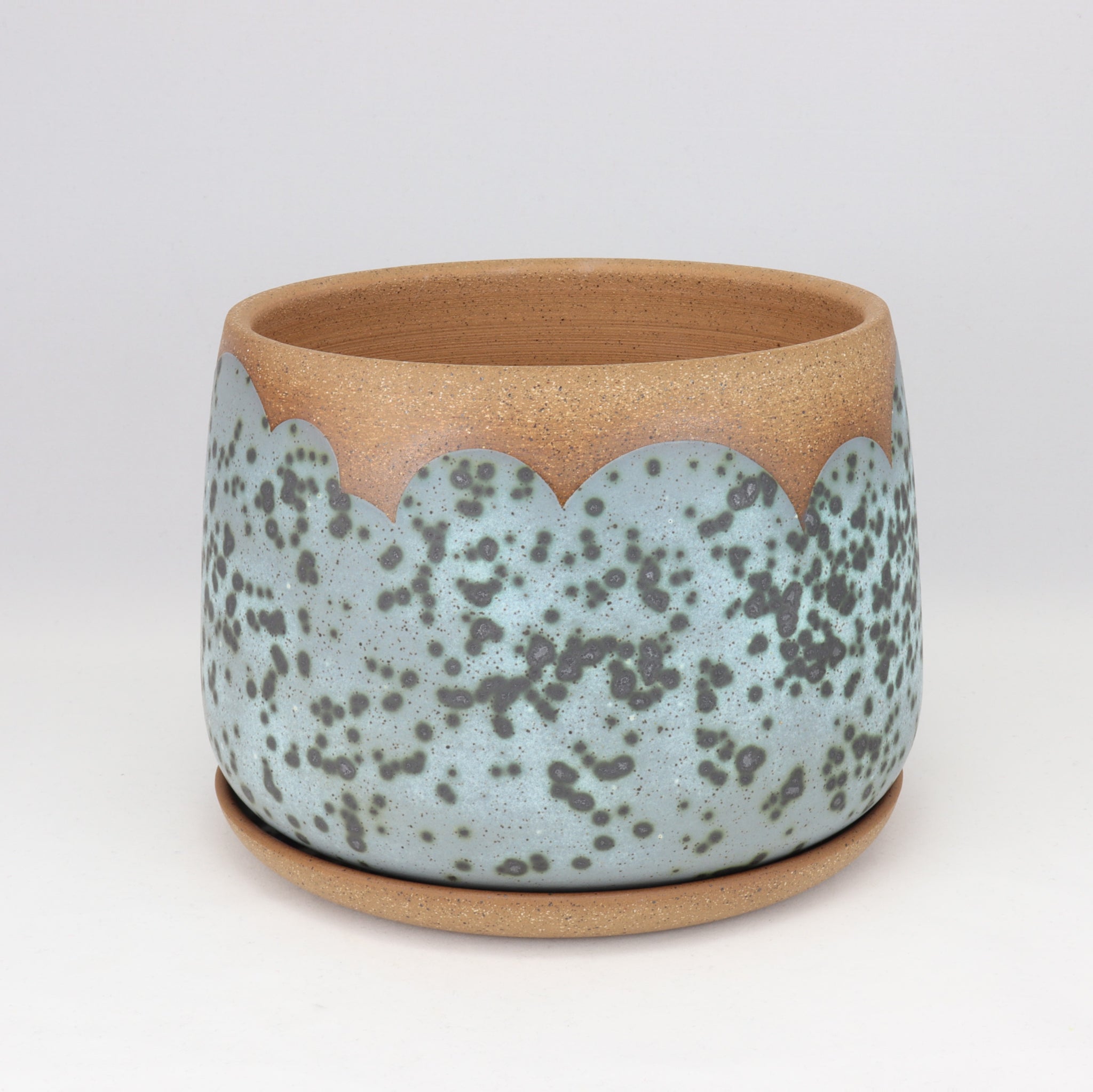 Moonscape Planter on Speckled Clay (with minor defect), 7 in / 18 cm