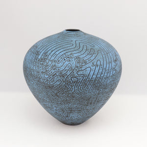 Black and Blue Vase 8.5 in / 21.5 cm