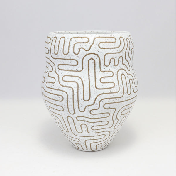White Speckled Vase 7.5 in / 19 cm Tall (V2)