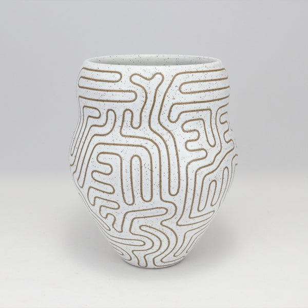 White Speckled Vase 7.5 in / 19 cm Tall (V2)